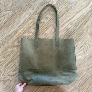 Able Olive Green Leather Mamuye Classic Tote